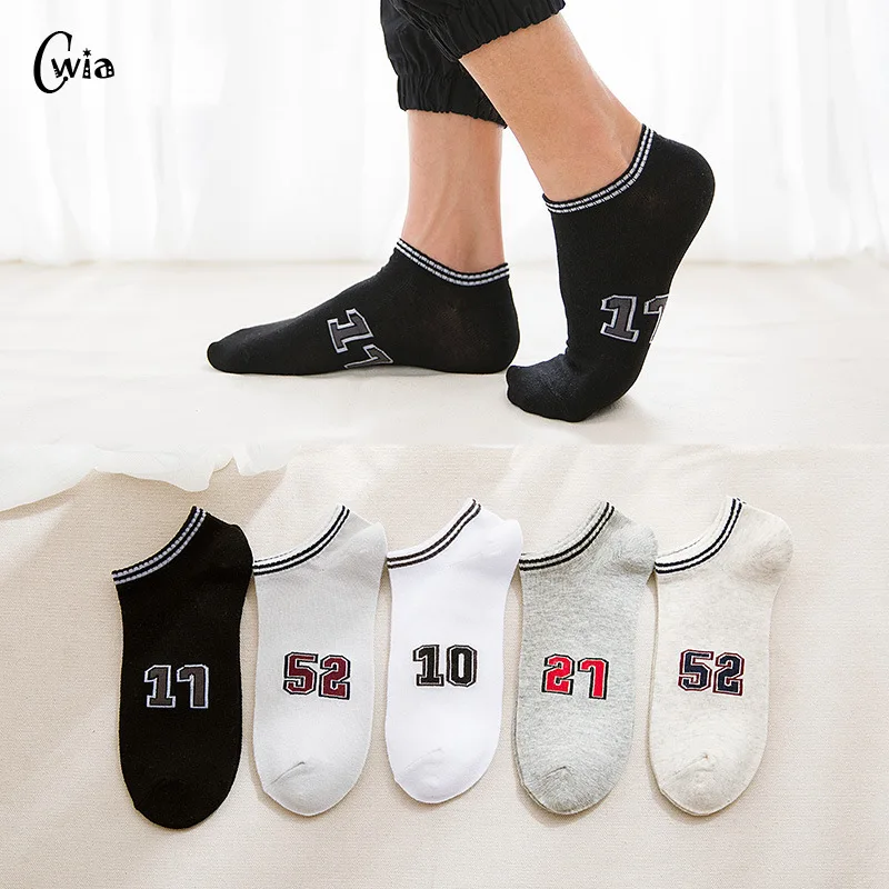 spring summer men cotton Man  Socks Digital Motion letter Male Low Cut Ankle Socks casual slippers 1pair=2pcs WS111