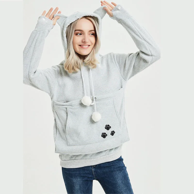 Sweat à capuche unisexe avec support Electrolux pour animaux de compagnie, chemises de protection pour hommes et femmes, poudres pour chien kangourou et chat, manteau d'hiver à grande poche, mode mignonne