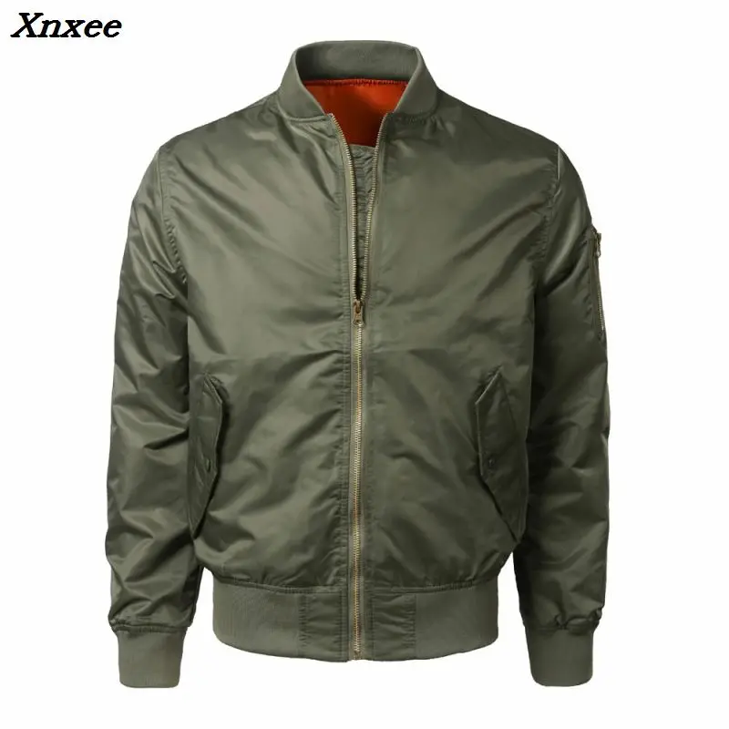 

Xnxee Winter Jacket Men Solid Slim Bomber Jacket MA-1 Jackets Men Fashion Long Sleeve Zipper Coat Military casaco masculino