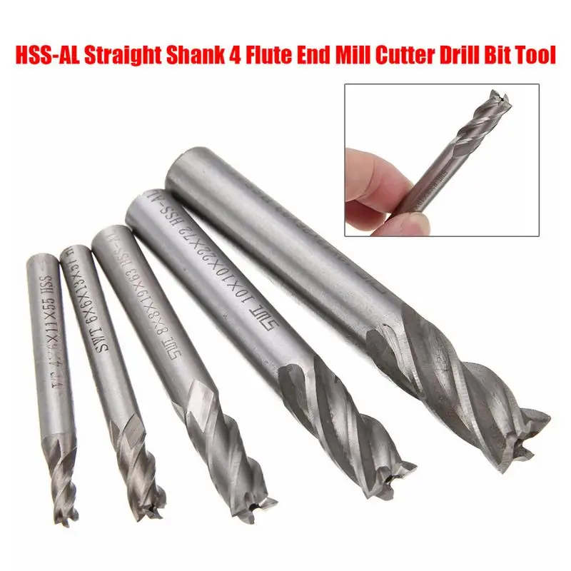 Cối Xay Cắt Bộ Mũi Khoan HSS Thẳng Vít 4 Sáo Cấp Khoan Dụng Cụ 4 6 /8 10 12mm Cho CNC Máy