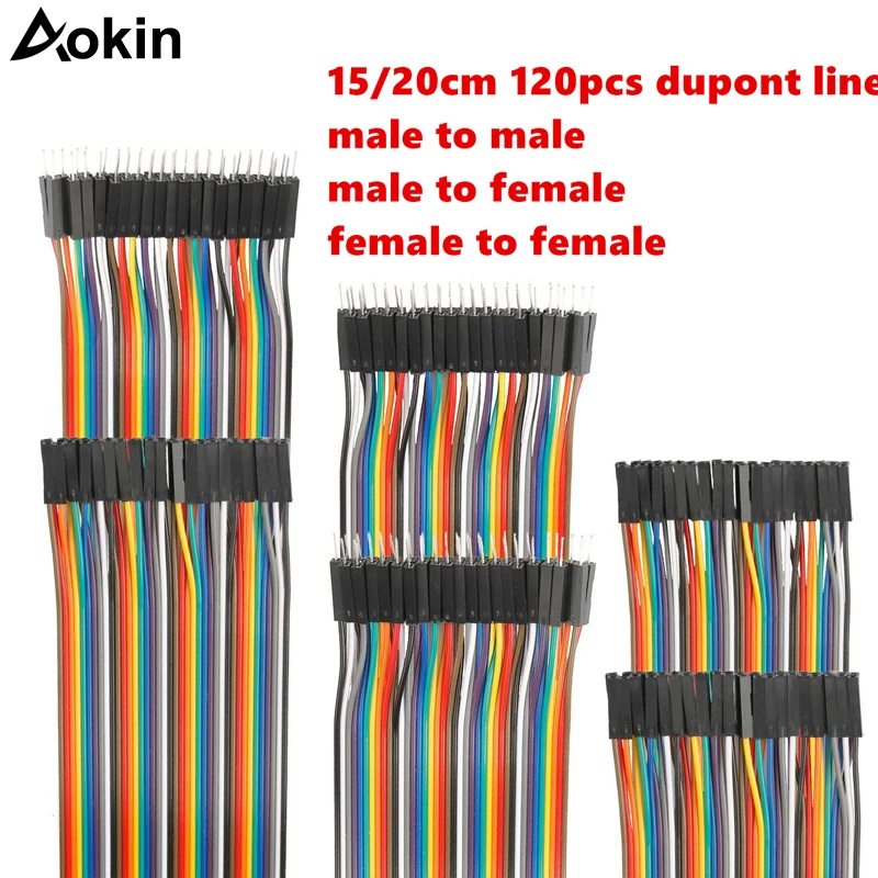 Breadboard Dupont Jumper Wires 40Pcs Ribbon Cables 40pin Female to Female Breadboard Jumper Wires Ribbon Cables Kit for arduino