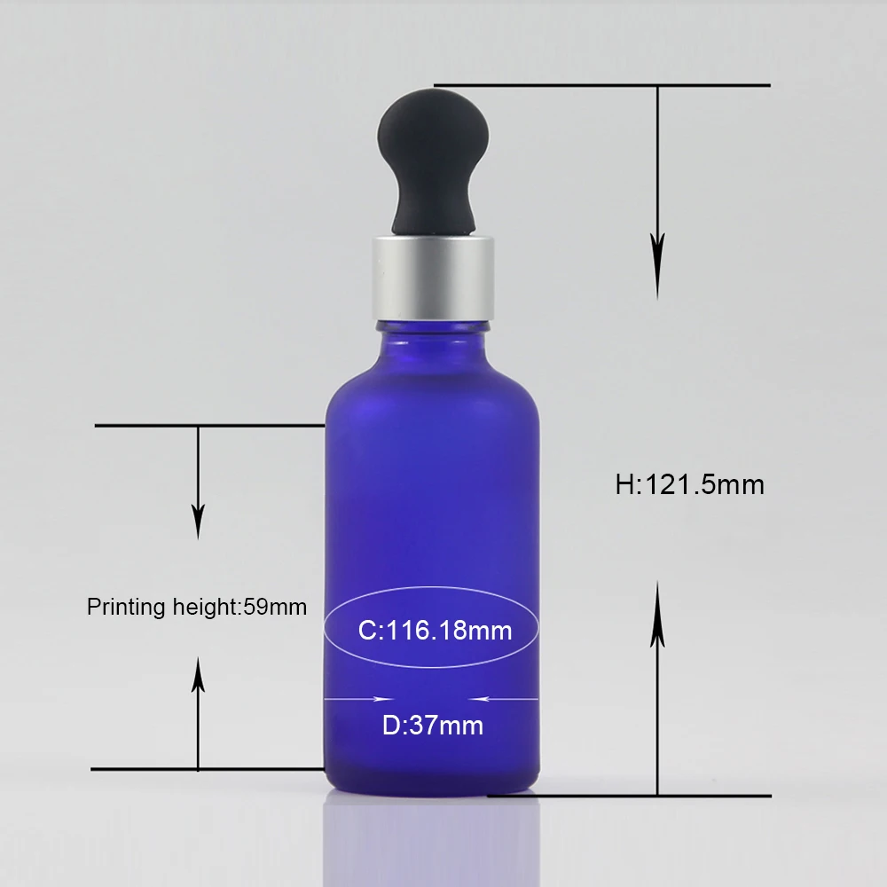 

50ml bottle dropper matte silver, Blue glass bottle 1.7oz cosmetic packaging boxes