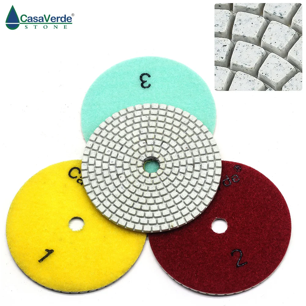 

Hot Sale Dc-aws3pp02 100mm Dry And Wet Use Of 3 Step Diamond Polishing Pads 4 Inch For Marble And Granite