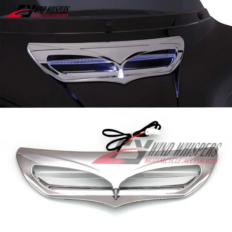 دراجة نارية كروم LED جناح الخفّاش هدية تنفيس لهجة الكسوة ل هارلي بجولة الطريق الملك شارع إلكترا الإنزلاق 2014-2017 15 16 #1