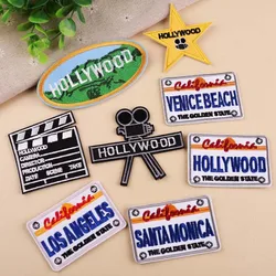 PGY 1 PCS High-quality Hollywood Beating projector Embroidered Patches for Clothing DIY Stripes Clothes Stickers Stars Badges