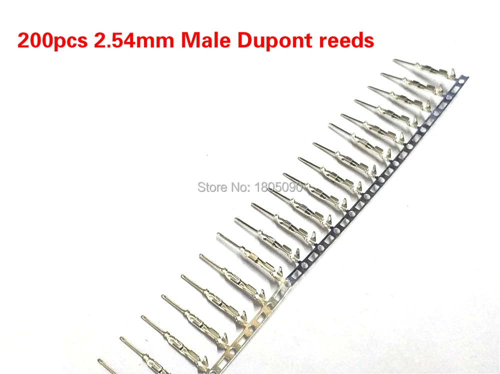 200pcs 2.54mm Male pin Dupont reeds Dupont Jumper Wire 2.54 Dupont languette Connector Terminal Pins Crimp