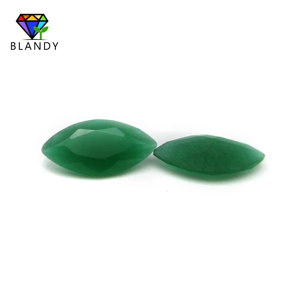 Size 1.5x3~8x16mm Marquise Shape Machine Cut Green Color Glass stone Beads Malay Jades Color Synthetic Gems For Jewelry