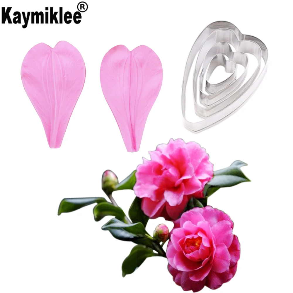 

Camellia Flower Veiner Mould Wedding Party Cake Decorating Tools Fondant Sugarcraft Chocolate Candy Moulds CS292