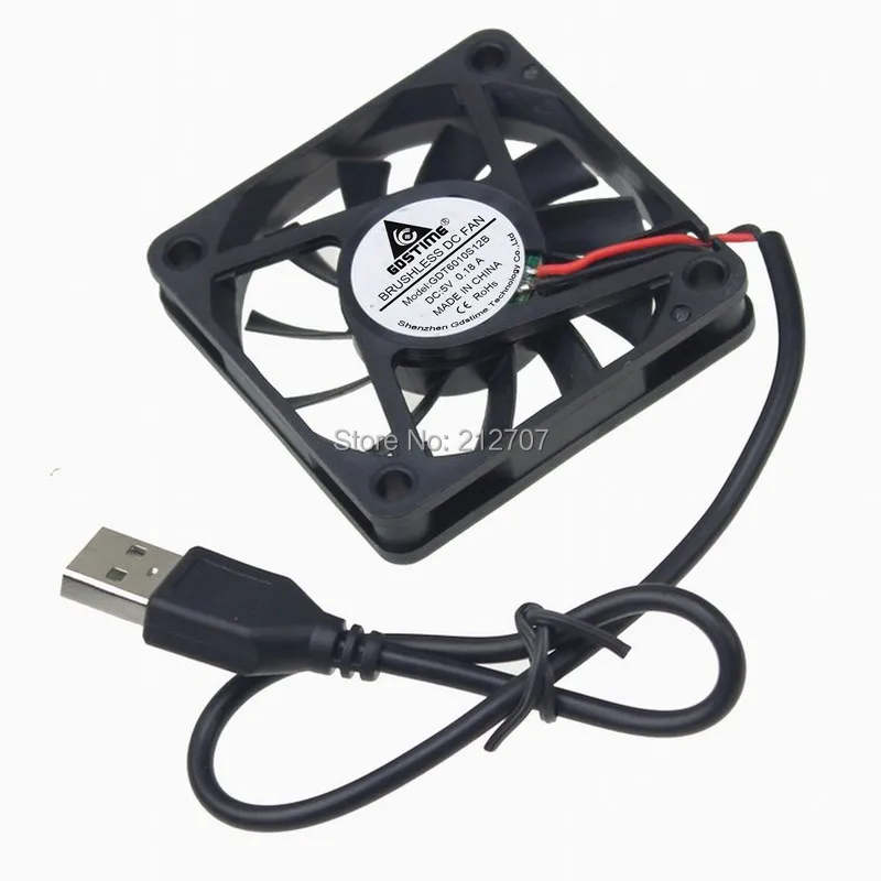 

30 Pieces/lot Gdstime 60mm 60*60x10mm 6010S 6cm Motor Brushless 5 Volt USB DC Cooling Fan