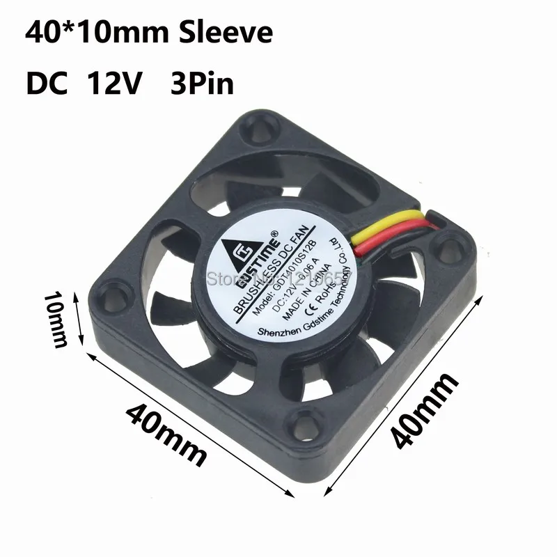 

100 PCS LOT Gdstime Radiator Cooling Fan 40mm 40 x 40 x 10mm 4010 DC 12V 3Pin PC Computer Case Fans