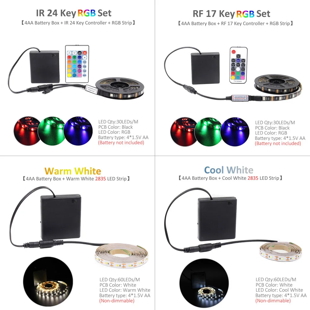 Listwy RGB LED zasilanie bateryjne Tira taśma LED 5V regulowany wodoodporny zasilany z baterii pilot Camping dekoracyjna lampa