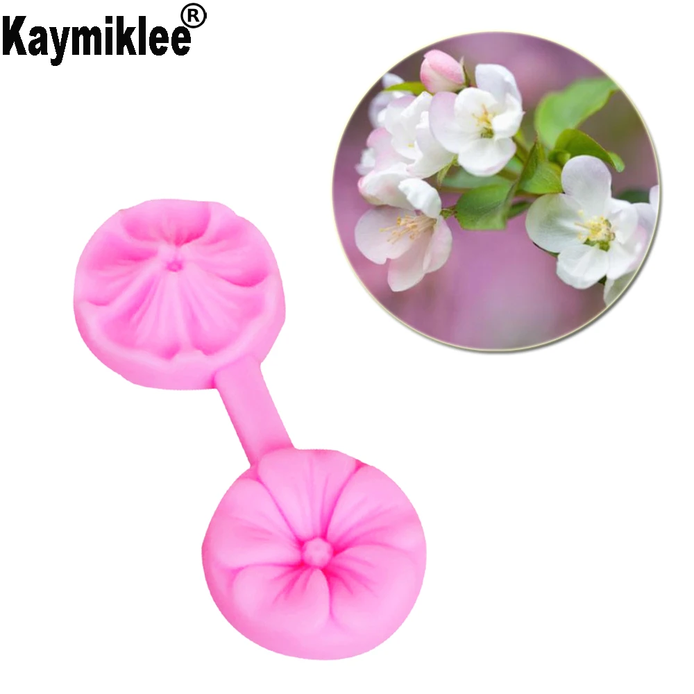 M107 Cherry Petal Flower Veiner &Cutter Flower Silicone Mold Gumpaste Sugarcraft Fondant Mould Cake Decorating Tools