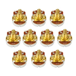 FLEOR 10pcs Long Split Shaft Guitar Potentiometer Pots A250K /B250K/ A500K /B500K Potentiometers Choose for Bass Guitar Parts