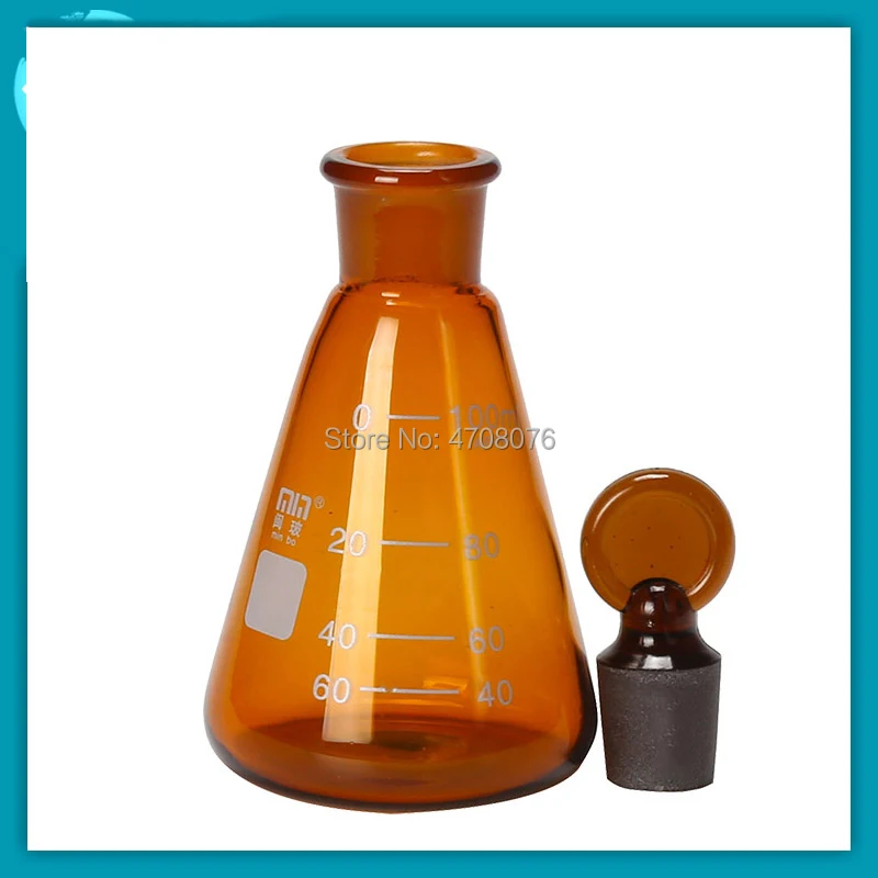 Brown glass graduated conical flask with stopper Borosilicate Erlenmeyer flask Triangle flasks for chemical experiment 50-250ml