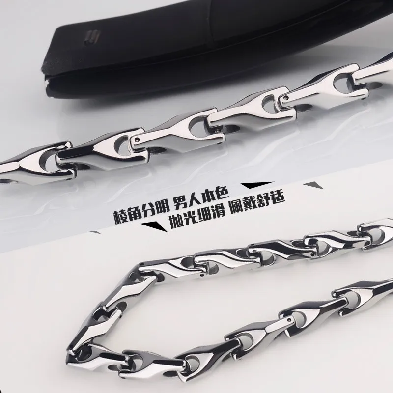 New Vintage Silver Tones Men\'s Solid Heavy Wheat Tungsten Carbide Chain Bracelets High Polished Never Fade Scratch Proof 21cm