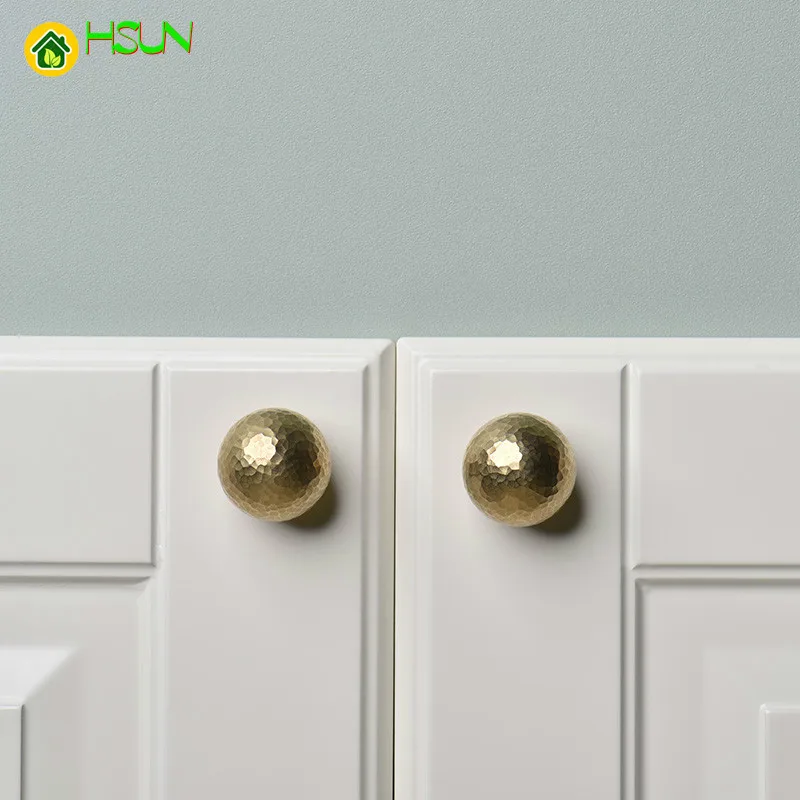 1 pc Gold Brass Round Cabinet Door Knobs and Handles Furnitures Cupboard Wardrobe Drawer Pull Handles