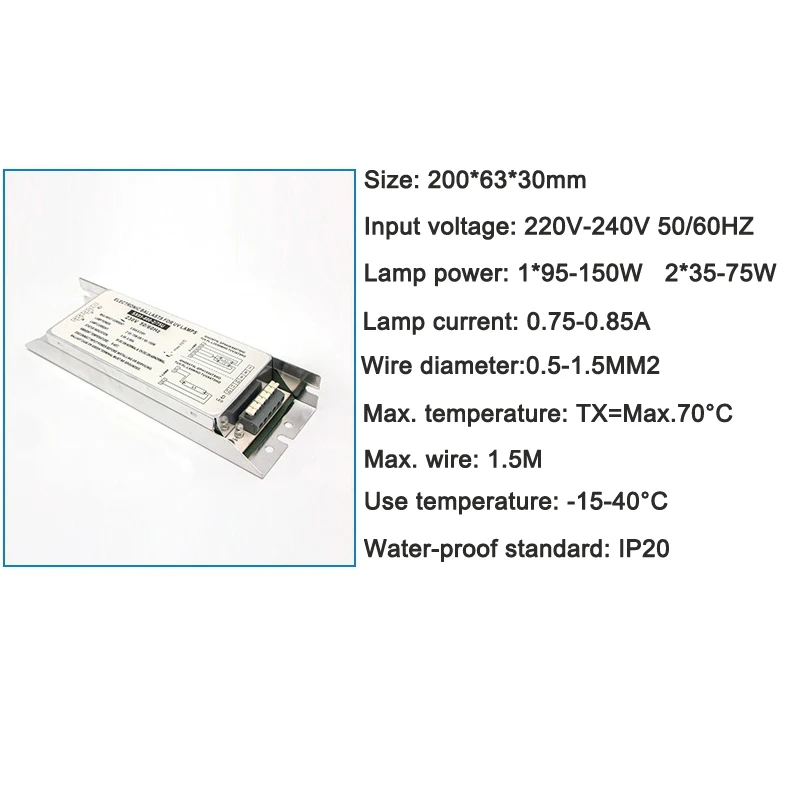 70-150W Ultra Violet Lamp Ballasts Electronic Germicidal UV Lamp Ballast Spare Parts