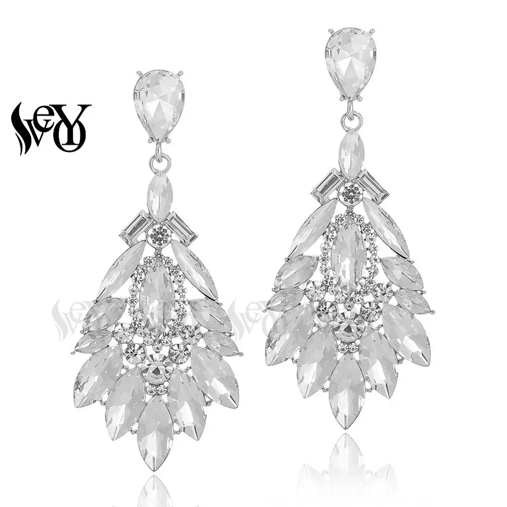 VEYO Classic Luxury Crystal Drop Earrings for Women 4 color Fashion Jewelry Gift