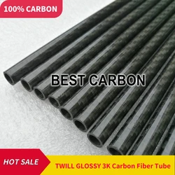 Free shiping OD4 5 6 7 8 9 10 with 500mm length High Quality Twill glossy 3K Carbon Fiber Fabric Wound Tube