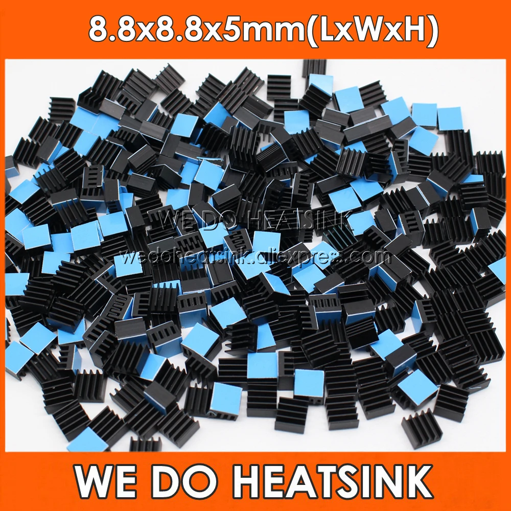 WE DO HEATSINK 10pcs 8.8x8.8x5mm Small Tiny Silver / Black Heatsink Aluminum Heat Sink Radiator Cooler With Tape Applied