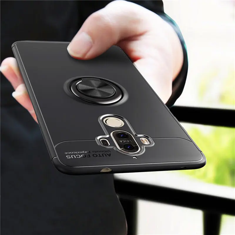 

Huawei Ascend Mate 9 Case Mate9 Cover Soft Silicone Cover for Huawei Mate 9 MHA L09 L29 Magnetic Car Holder Ring TPU Cases