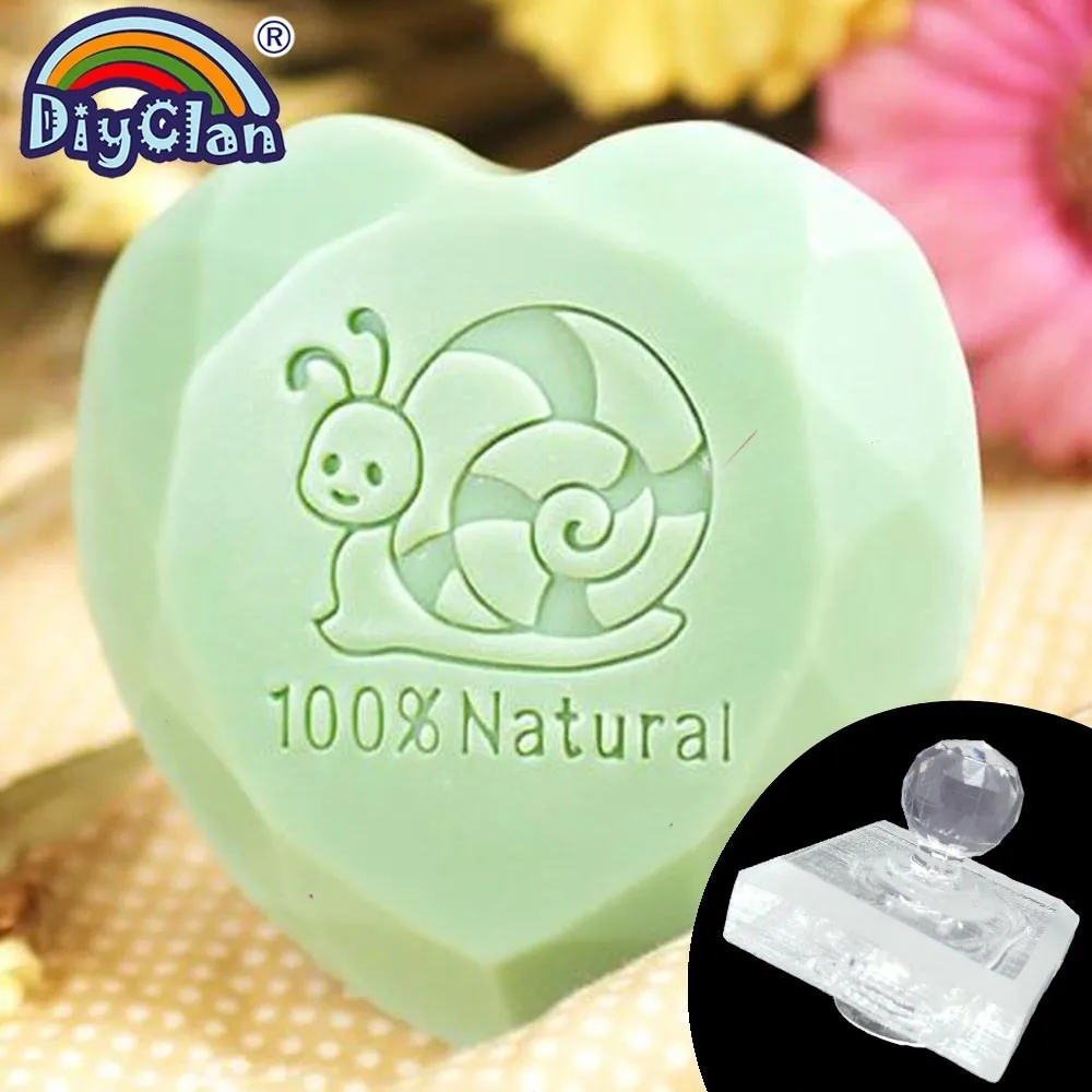 Snail Pattern Soap Stamp Transparent Handmade 100% Natural Soap Making Seal Acrylic Chapters Custom Use For Soap With handle