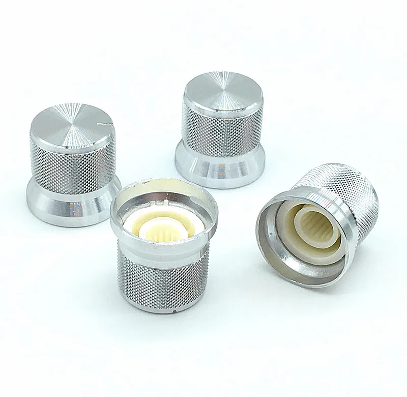 10pcs Silver Aluminum alloy knobs 17mm X 16mm Potentiometer Encoder Knob Switch Cap Plum Shaft