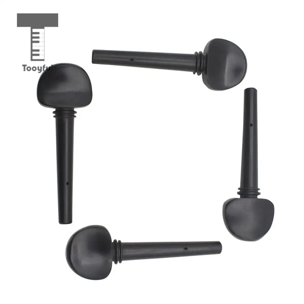 Tooyful Exquisite 4 Pieces Ebony Cello Tuning Pegs Tuners Machine Heads for 3/4 4/4 Cello Replacement Parts