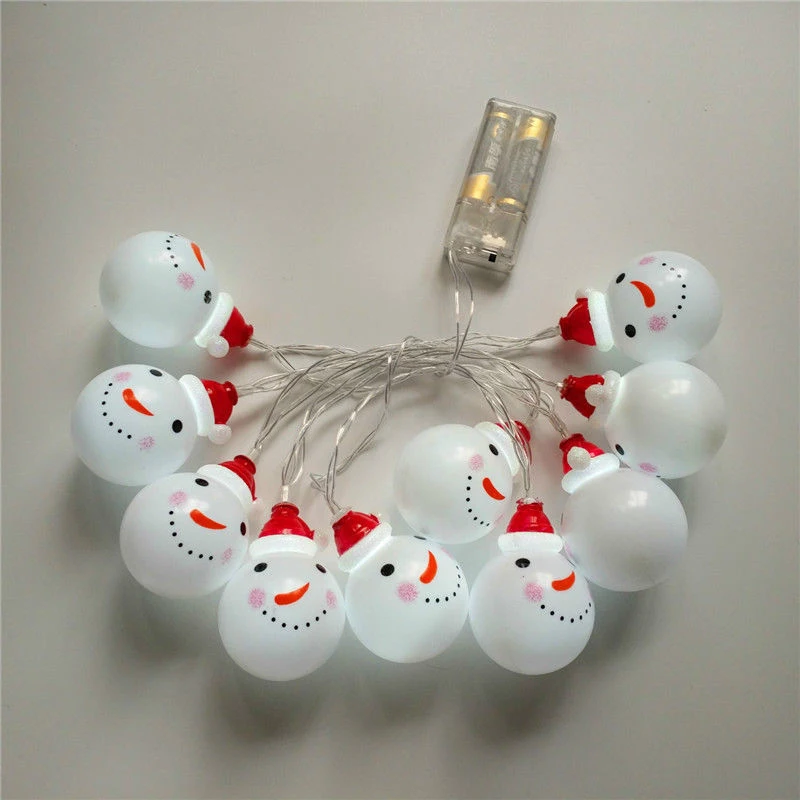 Newest 10-LED Snowman Fairy String Light Bulb Battery Xmas Tree Party Wedding Decor