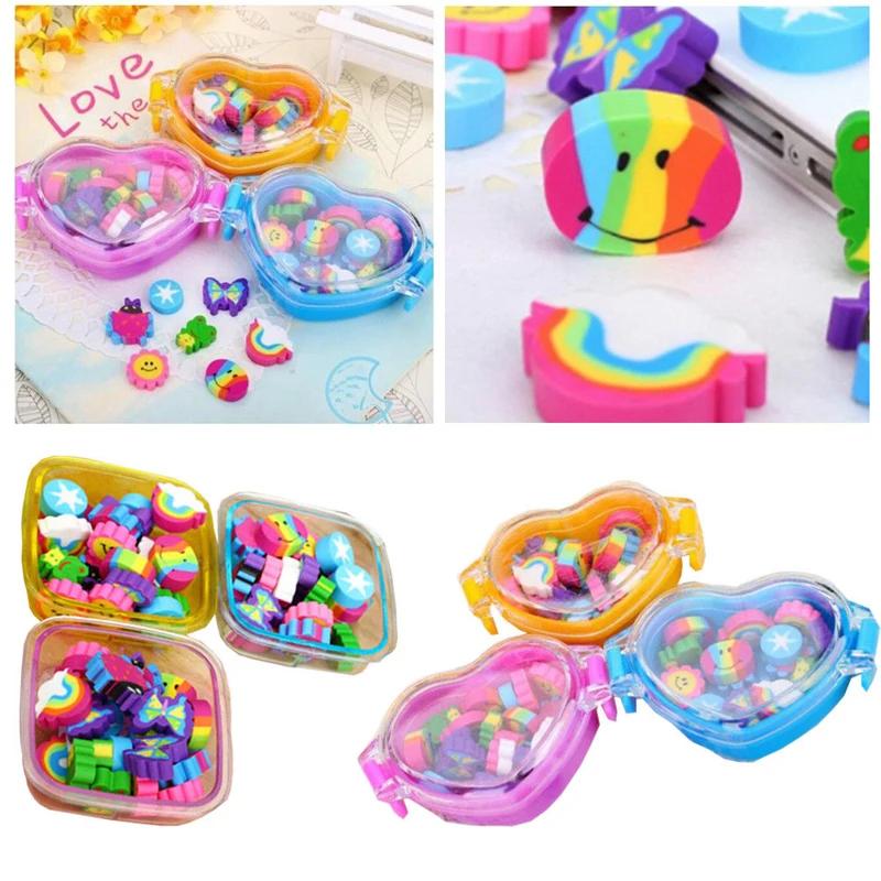 22Pcs/Set Cute Kawaii Rubber Eraser School Supplies Stationery Material Kid Gift Random Color