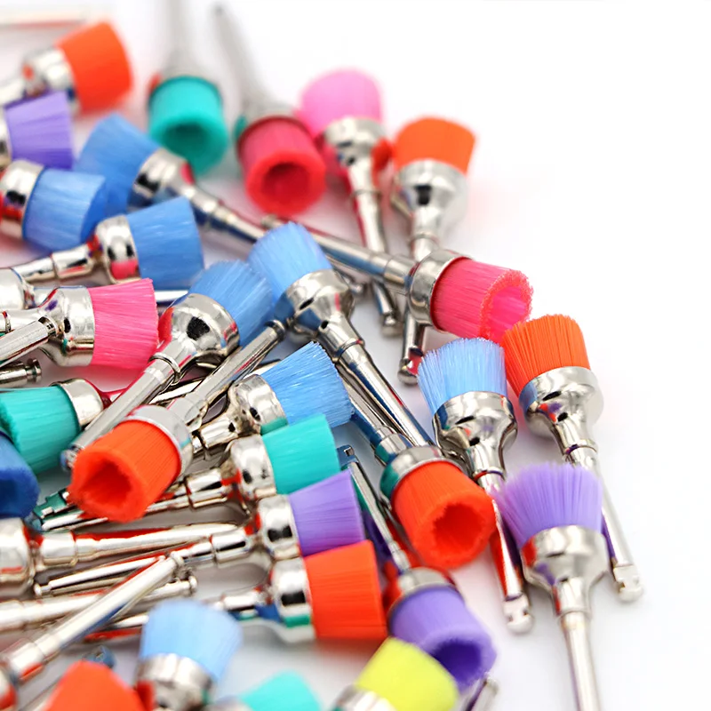

100 Pcs Dental Prophy Brush Multi Color Nylon Tapered Type Polishing Brush Dentist Polishing Instrument Nylon Brush