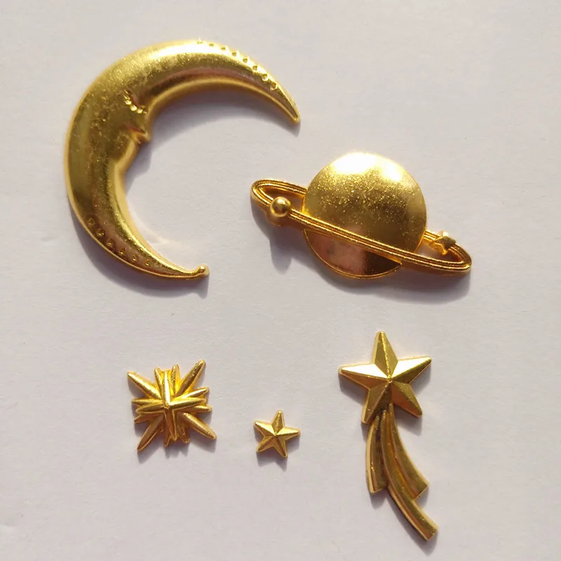 5pcs/lot Planet Star Moon Jewlery Making Findings Frame Pendant Gold Charm Bezel Setting Cabochon Setting UV Resin Charm