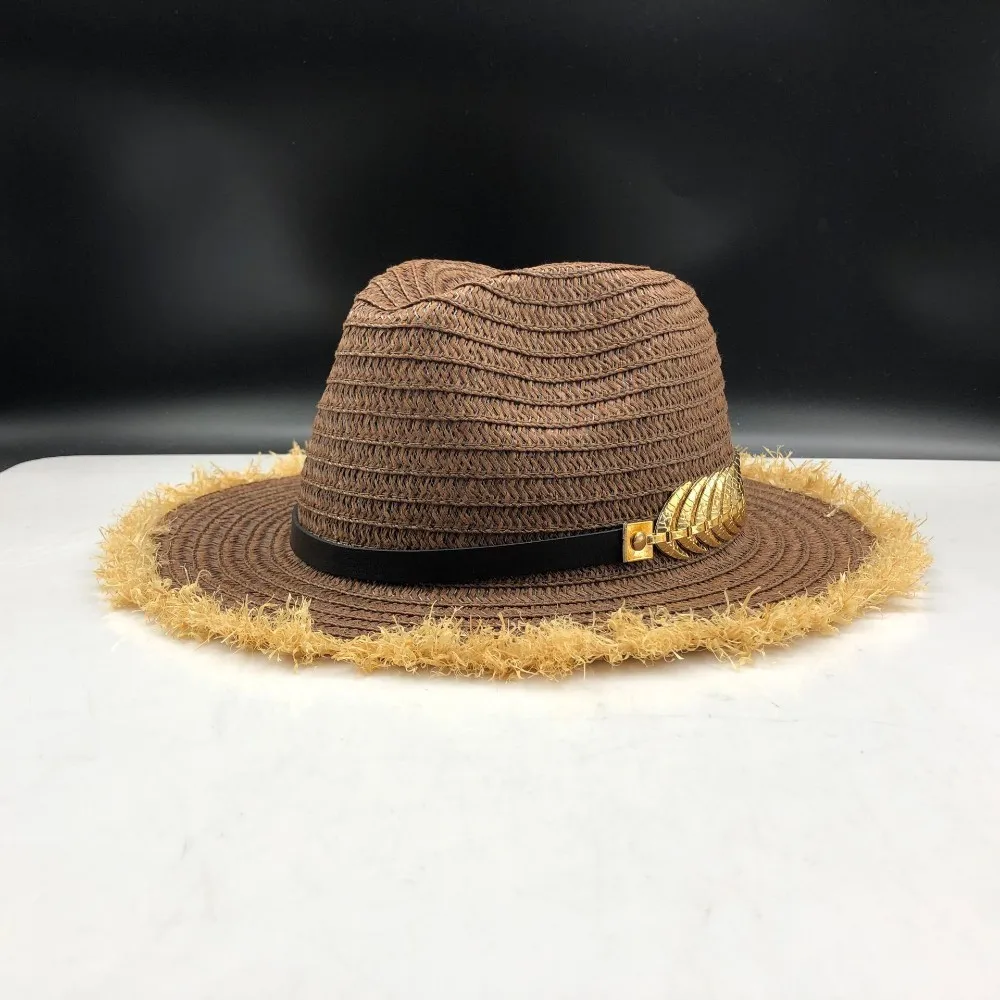 Summer Women\'s Hat Brim Lady Raffia Beach Sun Hat Casual Panama Straw Hat Men Cap Sun Visor Cap Male Sombrero Chapeau Femme