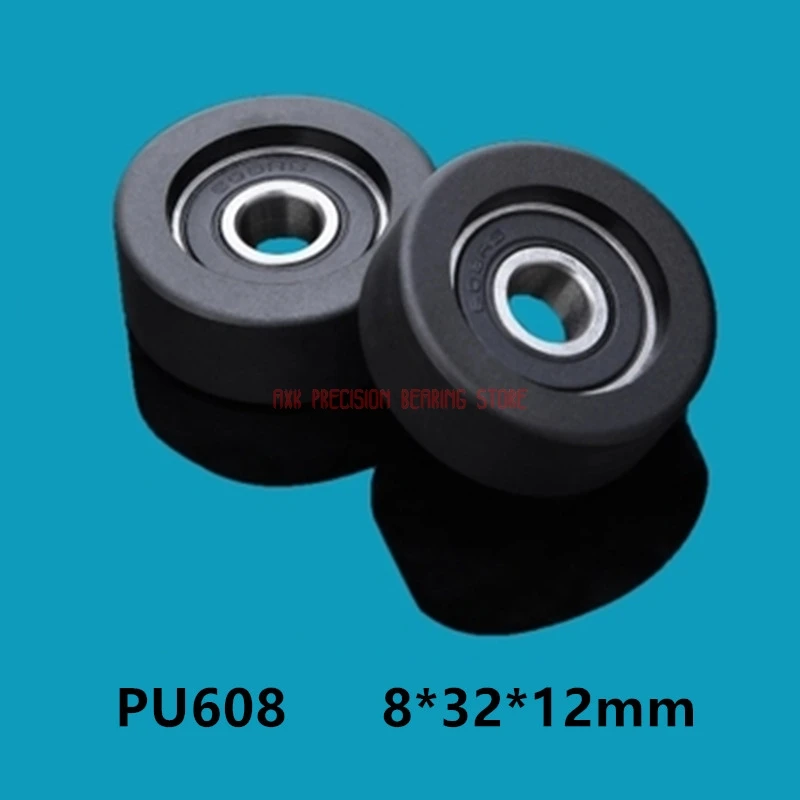 

2023 Direct Selling Rushed Plastic Bearings 608 Polyurethane Rubber Wheel Hardware Pulley Black Pu 8*32*12mm