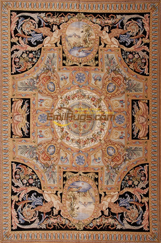 Hand Made French Savonnerie  Wool Rug Thick And Plush Savonnerie Neo Classic Design Handmade Rug Savonnerie Carpet