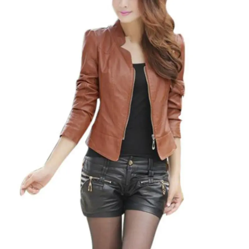 Autumn/Winter  Korean Women PU Leather Clothing BomberJacket  Female Slim Motorcycle Leather Coat Chaquetas Mujer