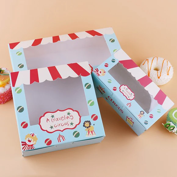 50 Pcs Circus Gift Box With Window Birthday Gift Box Kids Party Candy Cookies Cup Cake Kraft Paper Boxes Packaging Cardboard