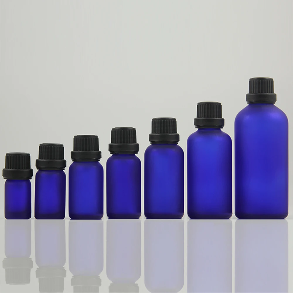 100Pcs Veel Blauwe Glazen Fles 50Ml Olie Luxe, Glas Olve Olie Fles Met Schroefdop Zwart