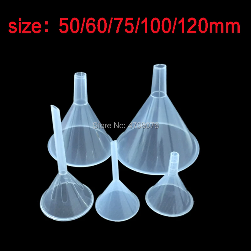 5pcs/set 50-60-75-100-120mm PP funnel Plastic lab filter funnel transparent for laboratory kitchen garage food grade