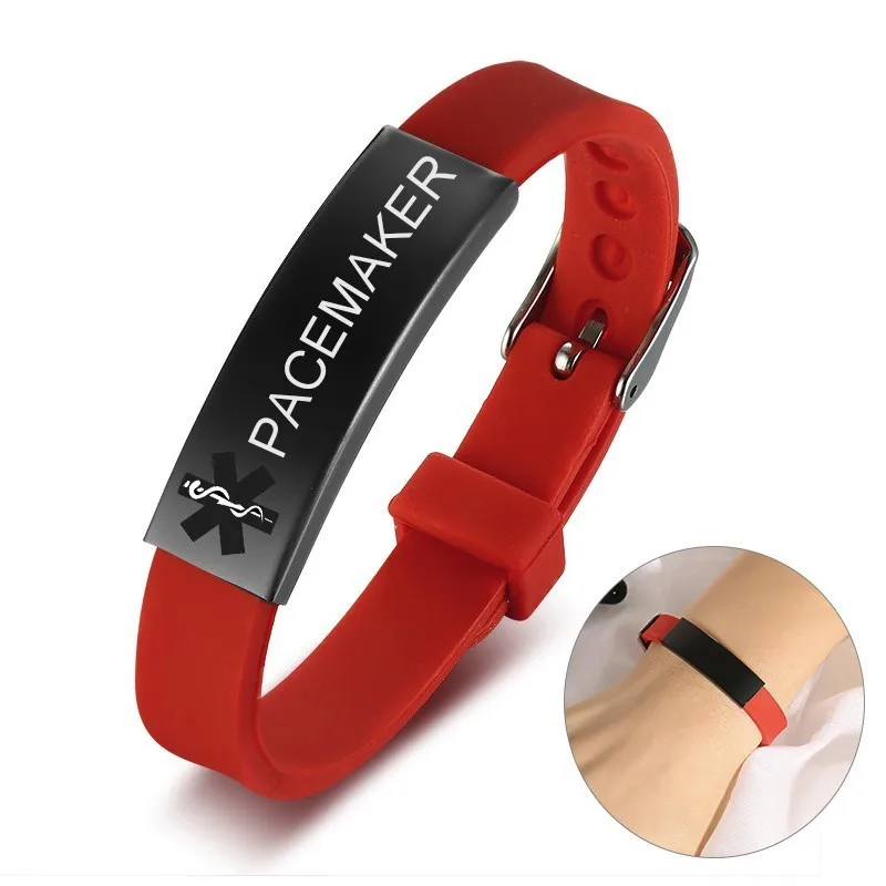 Personalize Waterproof Soft Silicone Sports Medical Alert ID Bracelets for Women Men Bangle Adjustable Watch Band Design