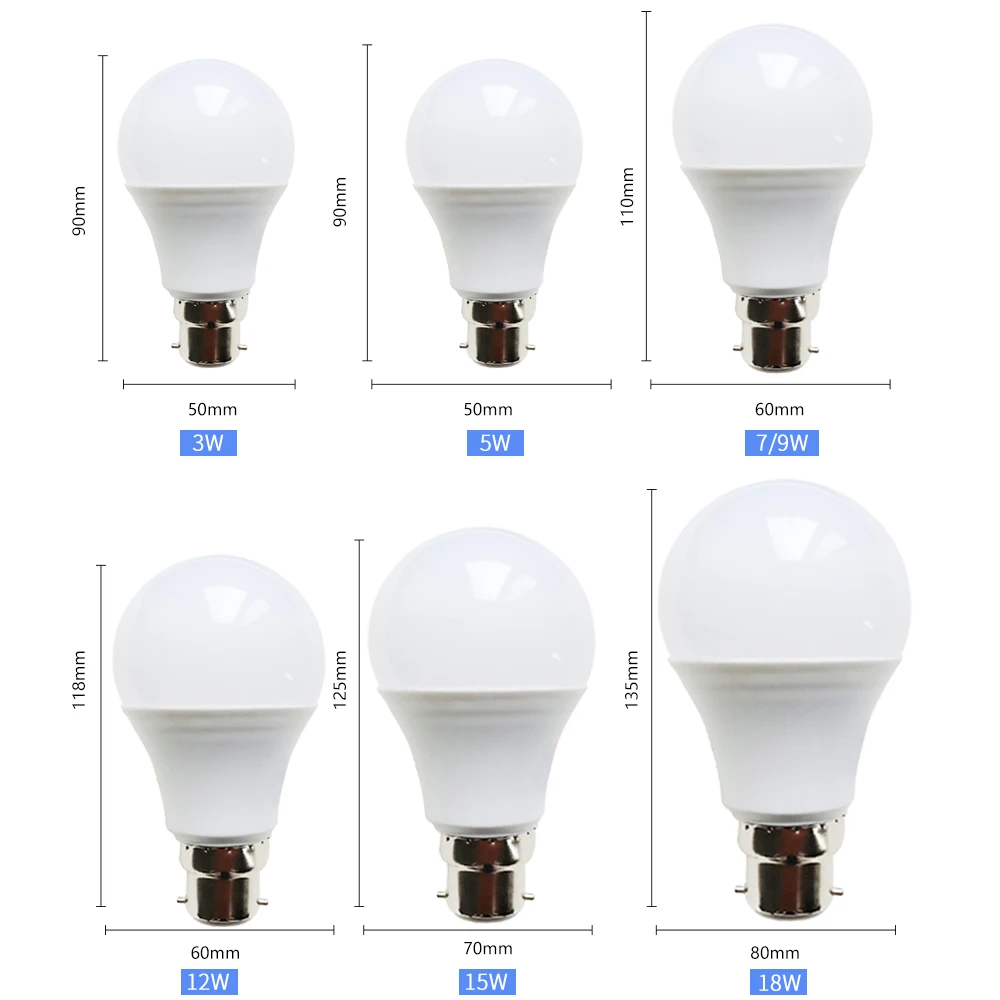 LED E27 LED Lamp E14 B22 Bulb LED Light Blubs Lampada Bombilla 3W 5W 7W 9W 12W 15W 18W 220V 110V Cold/Warm White Spotlight Lamps