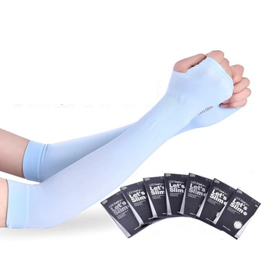 Long Gloves Sun UV Protection Hand Protector Cover Arm Sleeves Ice Silk Sunscreen Sleeves Outdoor Arm Warmer Half Finger Sleeves