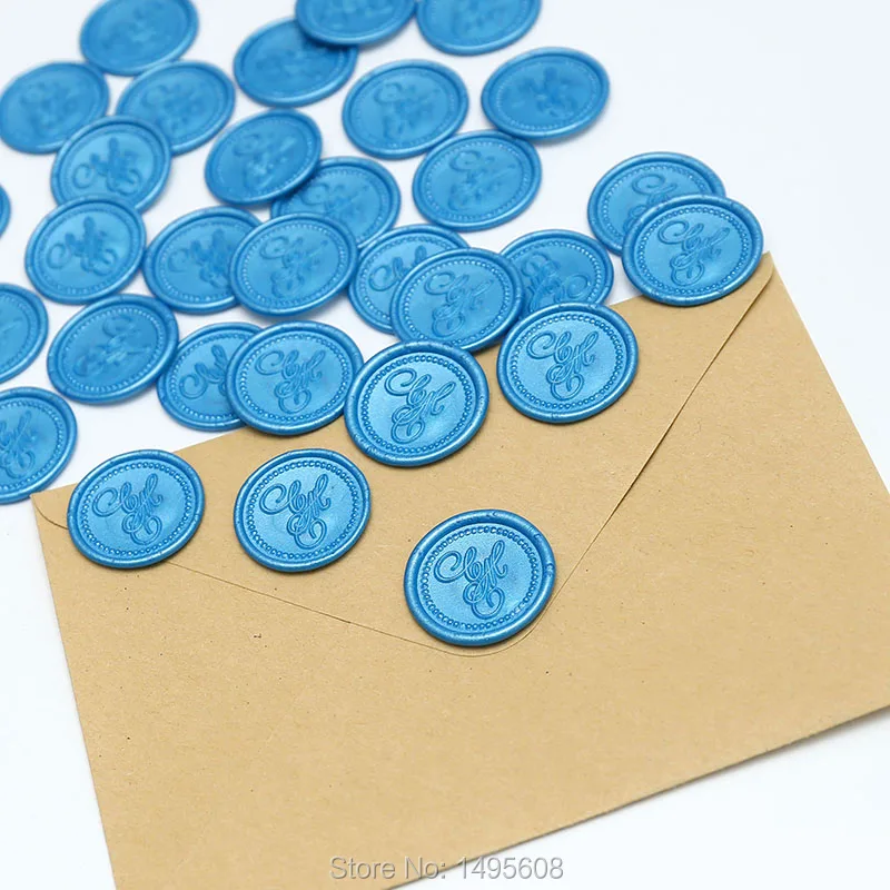 2 initials Self Adhesive Wax Seal Stickers,  envelope seal,  invitation stickers ,23 Color Available,wedding wax stamp,