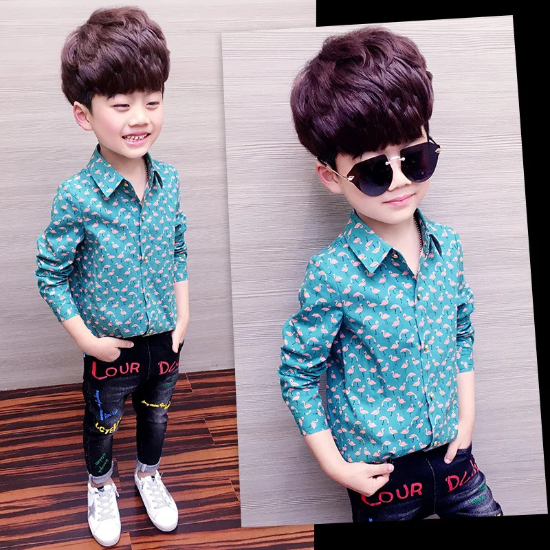 Boys shirt children\'s clothing long-sleeved cotton spring and autumn 2020 new cartoon 2-10 baby clothes