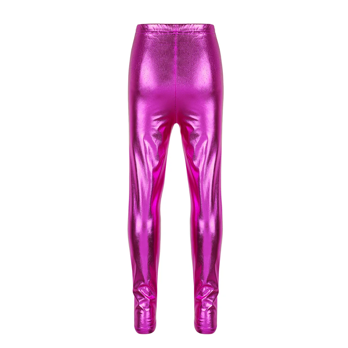 iEFiEL Kids Girls Shiny Metallic Fashion Solid Skinny Pants Leggings for Stage Performances Costumes or Class Dance Competitions