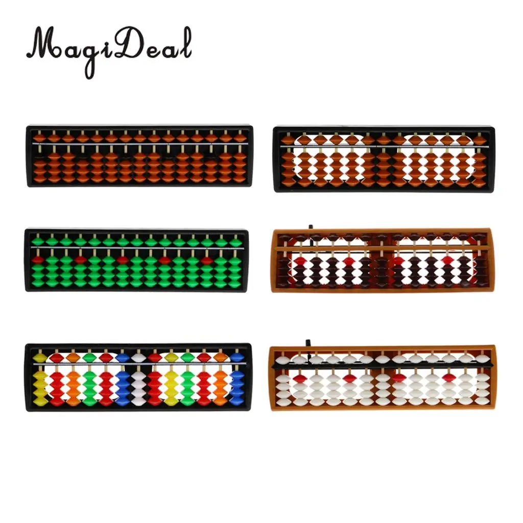 MagiDeal 13Rods Plastic Beads Abacus Soroban Calculating Tool Educational Math Toy for School Teacher Student Office Use 6Colors