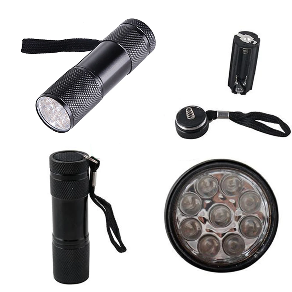 UV Lamp 9 LED UV Flashlight Ultra Violet Light Ultraviolet Flashlight Ultra Violet Invisible Ink Marker Torch Light 3AAA batter