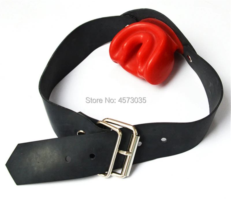 

sexy exotic funny toy unisex men male black Latex with red Mouth Plug Mouth ball bondage gag cover mask 55cm length 1 piece