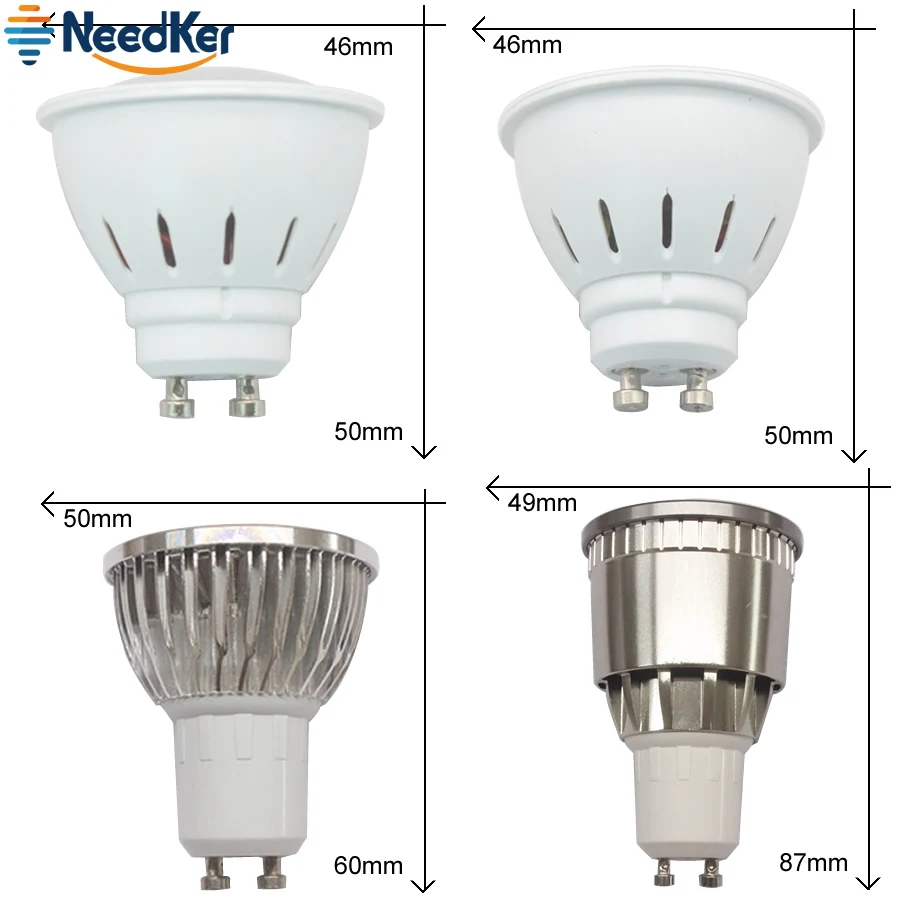 NeedKer-LED 램프 GU10 G5.3 LED 전구, 2W 3W 5W 9W 12W 15W AC 110V 220V, Lampada LED 콘덴서 조명 Cob 스포트라이트, 에너지 절약