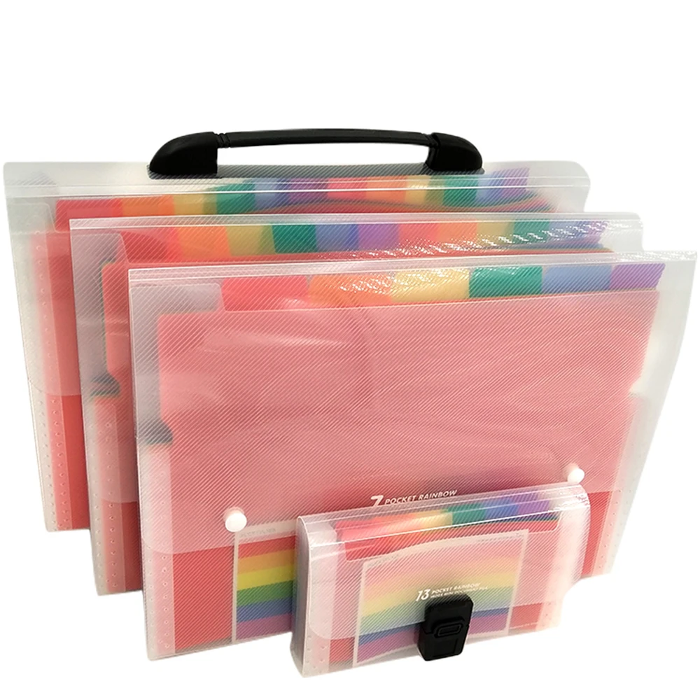 Multi-layer Data Storage Box - Hanging Folder - Letter Size A4 Plastic File Bag 13 pocket portable  Expanding Wallet For Office